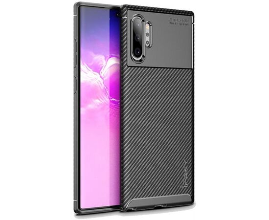 Придбати Чехол-накладка Ipaky Carbon Fiber Series/Soft TPU Case Samsung Galaxy Note 10+ Black, image , характеристики, відгуки