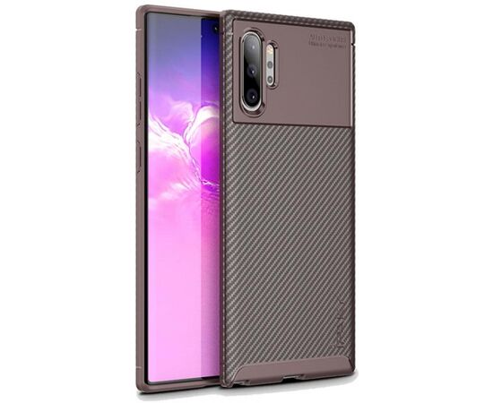 Купить Чехол-накладка Ipaky Carbon Fiber Series/Soft TPU Case Samsung Galaxy Note 10+ Coffee, фото , характеристики, отзывы