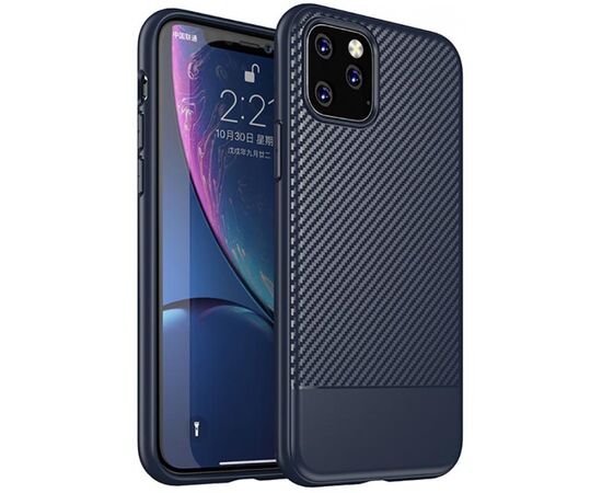 Придбати Чехол-накладка Ipaky Moosy Series/TPU With Carbon Fiber Case Apple iPhone 11 Pro Max Blue, image , характеристики, відгуки