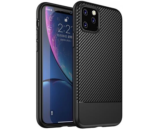 Придбати Чехол-накладка Ipaky Moosy Series/TPU With Carbon Fiber Case Apple iPhone 11 Pro Max Black, image , характеристики, відгуки