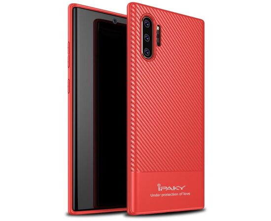 Придбати Чехол-накладка Ipaky Moosy Series/TPU With Carbon Fiber Case Samsung Galaxy Note 10+ Red, image , характеристики, відгуки