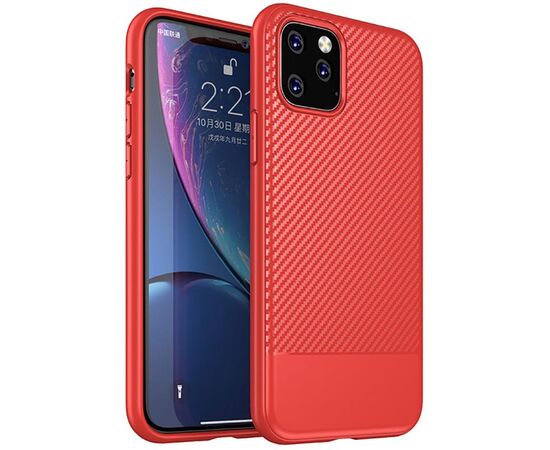 Придбати Чехол-накладка Ipaky Moosy Series/TPU With Carbon Fiber Case Apple iPhone 11 Pro Red, image , характеристики, відгуки