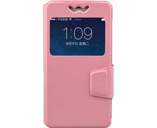 Купить Чехол-книжка TOTO Book Silicone Slide Universal Cover With Window 4.9'-5.2' Pink, фото , характеристики, отзывы