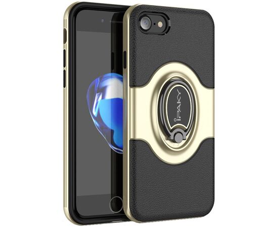 Придбати Чехол-накладка Ipaky PC Bumper Soft case with 360 finger ring holder iPhone 7 Gold, image , характеристики, відгуки