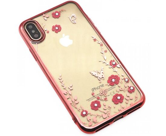 Придбати Чехол-накладка TOTO TPU electroplating edge with flower pattern iPhone X Rose Gold, image , характеристики, відгуки