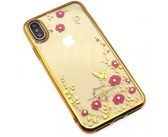 Придбати Чехол-накладка TOTO TPU electroplating edge with flower pattern iPhone X Gold, image , характеристики, відгуки