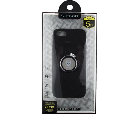 Придбати Чехол-накладка SHENGO Soft-touch holder TPU Case iPhone 5/5S/SE Black, image , характеристики, відгуки