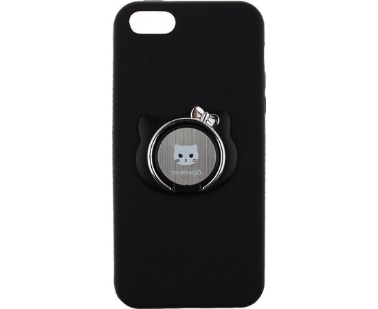 Придбати Чехол-накладка SHENGO Soft-touch holder TPU Case iPhone 5/5S/SE Black, image , зображення 3, характеристики, відгуки