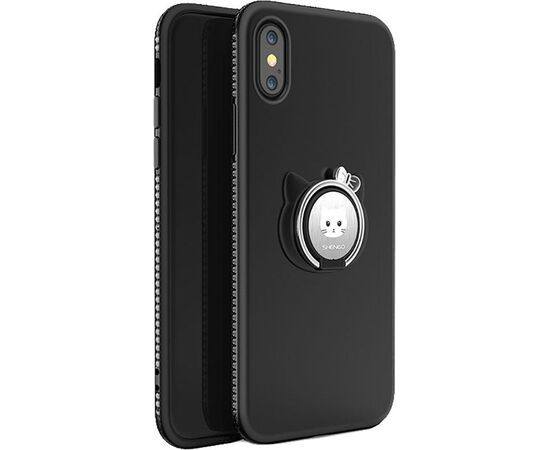 Придбати Чехол-накладка SHENGO Soft-touch holder TPU Case iPhone X Black, image , характеристики, відгуки