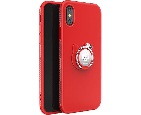 Купить Чехол-накладка SHENGO Soft-touch holder TPU Case iPhone X Red, фото , характеристики, отзывы