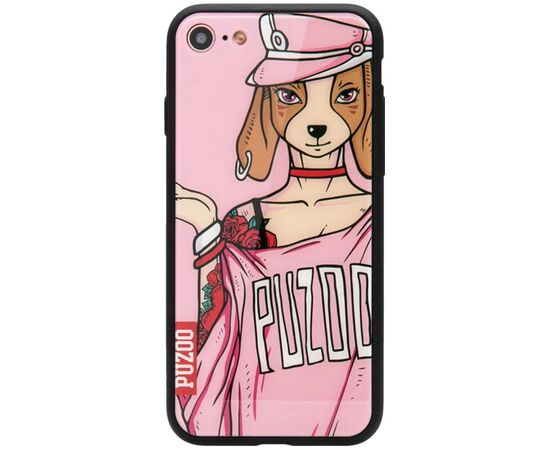 Придбати Чехол-накладка PUZOO Glass Printing with TPU Yuppie iPhone 7/8/SE 2020 Annie Pink, image , характеристики, відгуки