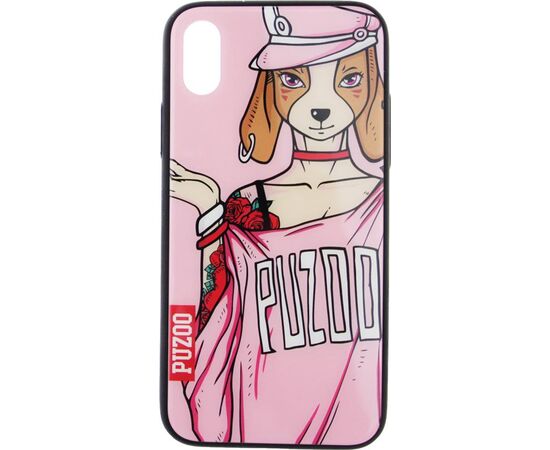 Придбати Чехол-накладка PUZOO Glass Printing with TPU Yuppie iPhone X Annie Pink, image , характеристики, відгуки