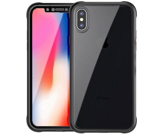 Придбати Чехол-накладка Ipaky 360° TPU Border+Transparent PC back iPhone X Black, image , характеристики, відгуки