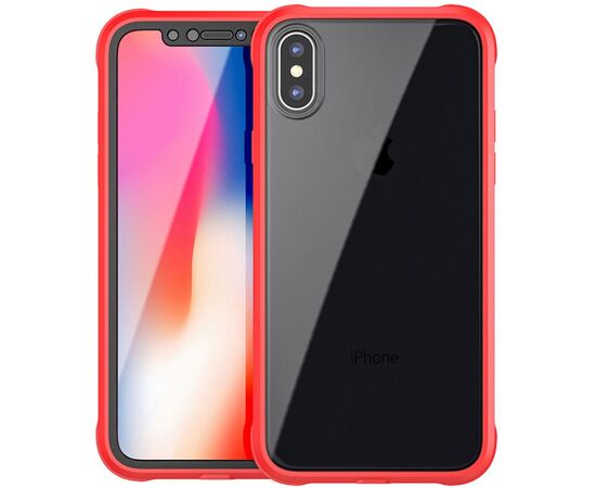 Купить Чехол-накладка Ipaky 360° TPU Border+Transparent PC back iPhone X Red, фото , характеристики, отзывы