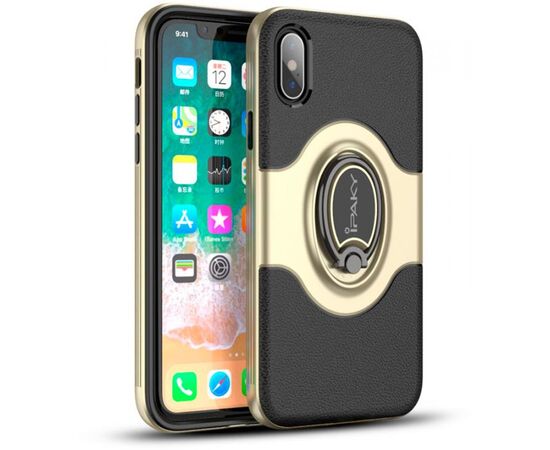 Купить Чехол-накладка Ipaky 360° Free Rotation Ring Holder case iPhone X Gold, фото , характеристики, отзывы