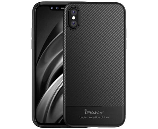 Придбати Чехол-накладка Ipaky Carbon Fiber Series/Soft TPU Case iPhone XS Black, image , характеристики, відгуки