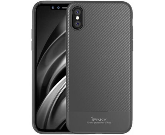 Купить Чехол-накладка Ipaky Carbon Fiber Series/Soft TPU Case iPhone XS Gray, фото , характеристики, отзывы