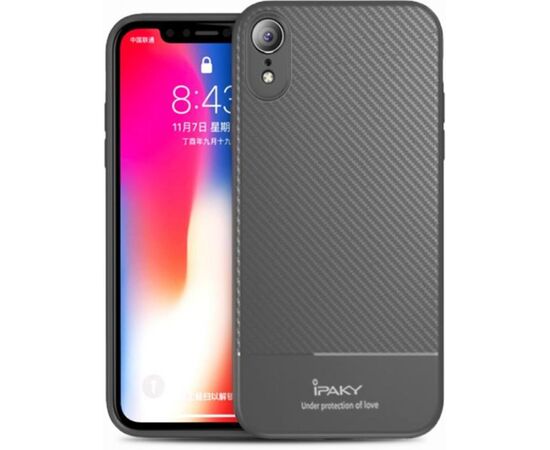 Придбати Чехол-накладка Ipaky Carbon Fiber Series/Soft TPU Case iPhone XR Gray, image , характеристики, відгуки