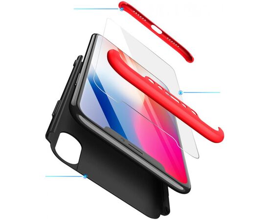 Придбати Чехол-накладка GKK 3 in 1 Hard PC Case Apple iPhone X Red/Black, image , зображення 2, характеристики, відгуки