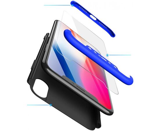 Придбати Чехол-накладка GKK 3 in 1 Hard PC Case Apple iPhone X Blue/Black, image , зображення 2, характеристики, відгуки