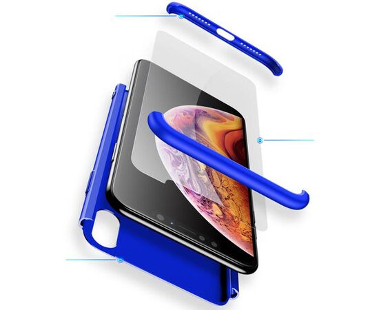 Купить Чехол-накладка GKK 3 in 1 Hard PC Case Apple iPhone XS Blue, фото , изображение 2, характеристики, отзывы