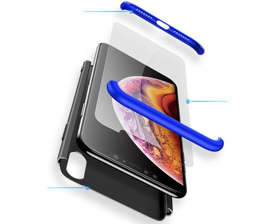 Придбати Чехол-накладка GKK 3 in 1 Hard PC Case Apple iPhone XS Blue/Black, image , зображення 2, характеристики, відгуки