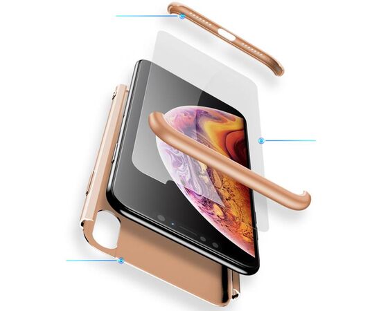 Купить Чехол-накладка GKK 3 in 1 Hard PC Case Apple iPhone XS Gold, фото , изображение 2, характеристики, отзывы