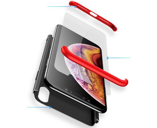 Придбати Чехол-накладка GKK 3 in 1 Hard PC Case Apple iPhone XS Red/Black, image , зображення 2, характеристики, відгуки