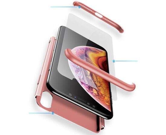 Придбати Чехол-накладка GKK 3 in 1 Hard PC Case Apple iPhone XS Rose Gold, image , зображення 2, характеристики, відгуки