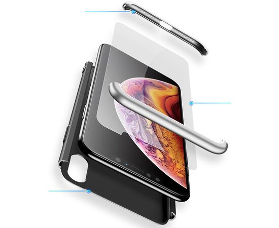 Придбати Чехол-накладка GKK 3 in 1 Hard PC Case Apple iPhone XS Silver/Black, image , зображення 2, характеристики, відгуки