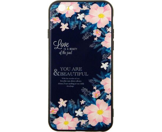 Придбати Чехол-накладка TOTO Glass Fashionable Case Apple iPhone 6/6S Flower on Blue, image , характеристики, відгуки