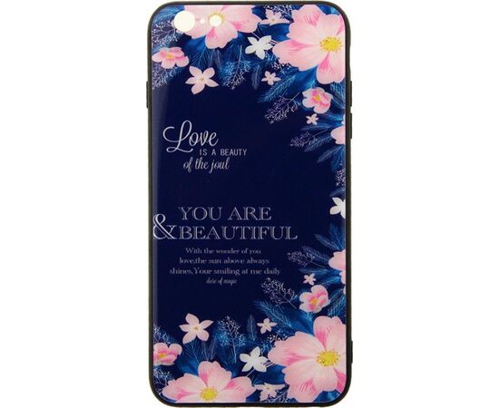 Купить Чехол-накладка TOTO Glass Fashionable Case Apple iPhone 6 Plus/6S Plus Flower on Blue, фото , характеристики, отзывы