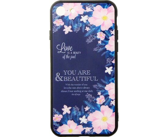 Придбати Чехол-накладка TOTO Glass Fashionable Case Apple iPhone 7/8/SE 2020 Flower on Blue, image , характеристики, відгуки