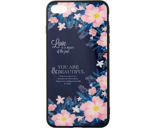 Придбати Чехол-накладка TOTO Glass Fashionable Case Apple iPhone 7 Plus/8 plus Flower on Blue, image , характеристики, відгуки