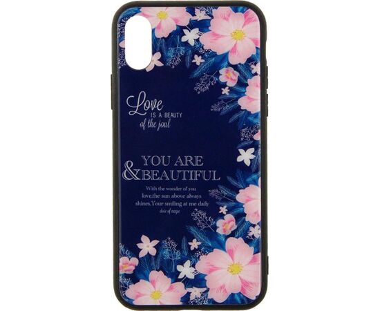 Придбати Чехол-накладка TOTO Glass Fashionable Case Apple iPhone X Flower on Blue, image , характеристики, відгуки