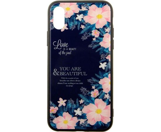 Придбати Чехол-накладка TOTO Glass Fashionable Case Apple iPhone XS Flower on Blue, image , характеристики, відгуки