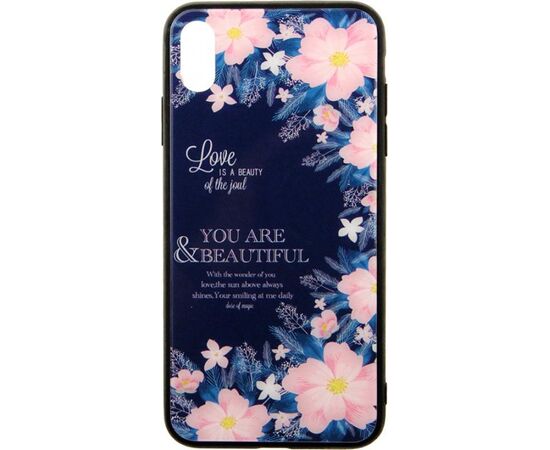 Придбати Чехол-накладка TOTO Glass Fashionable Case Apple iPhone XS Max Flower on Blue, image , характеристики, відгуки