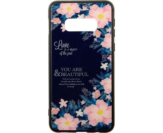 Придбати Чехол-накладка TOTO Glass Fashionable Case Samsung Galaxy S10e Flower on Blue, image , характеристики, відгуки