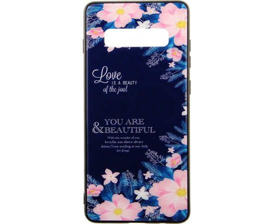 Придбати Чехол-накладка TOTO Glass Fashionable Case Samsung Galaxy S10+ Flower on Blue, image , характеристики, відгуки