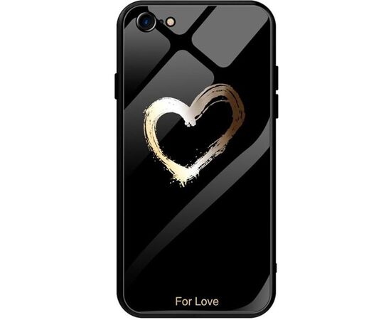 Придбати Чехол-накладка TOTO Glass Fashionable Case Apple iPhone 7/8/SE 2020 Heart on Black, image , характеристики, відгуки