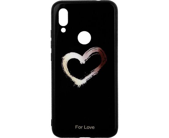 Придбати Чехол-накладка TOTO Glass Fashionable Case Xiaomi Redmi Note 7 Heart on Black, image , характеристики, відгуки