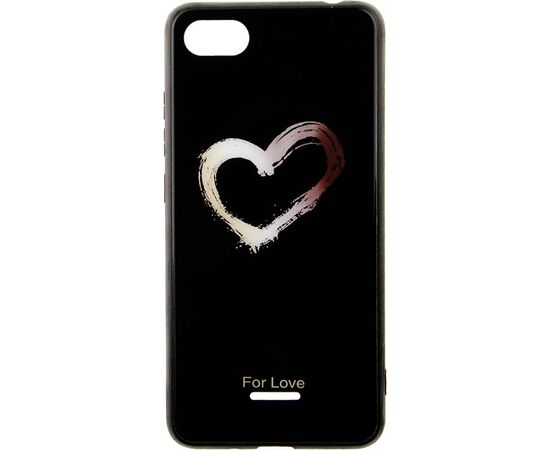 Придбати Чехол-накладка TOTO Glass Fashionable Case Xiaomi Redmi 6A Heart on Black, image , характеристики, відгуки