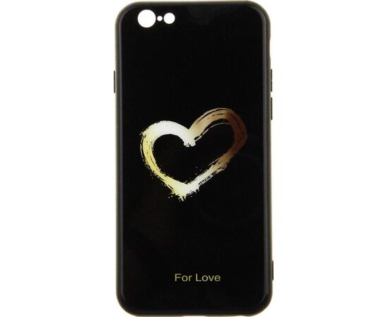 Придбати Чехол-накладка TOTO Glass Fashionable Case Apple iPhone 6/6S Heart on Black, image , характеристики, відгуки