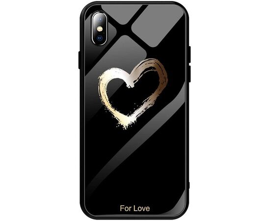 Придбати Чехол-накладка TOTO Glass Fashionable Case Apple iPhone X Heart on Black, image , характеристики, відгуки