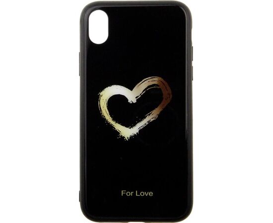 Придбати Чехол-накладка TOTO Glass Fashionable Case Apple iPhone XR Heart on Black, image , характеристики, відгуки