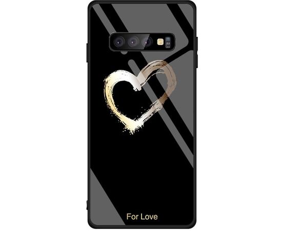 Придбати Чехол-накладка TOTO Glass Fashionable Case Samsung Galaxy S10 Heart on Black, image , характеристики, відгуки