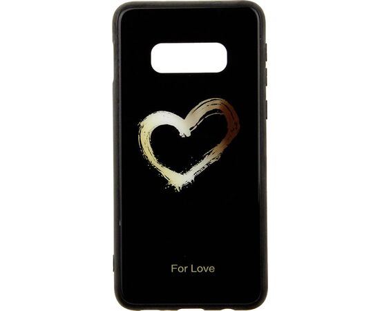 Придбати Чехол-накладка TOTO Glass Fashionable Case Samsung Galaxy S10e Heart on Black, image , характеристики, відгуки