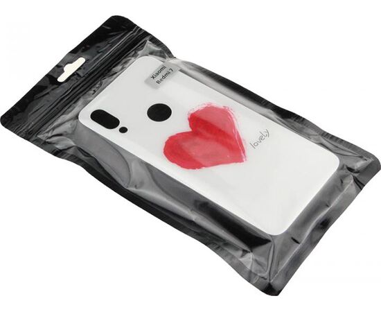 Придбати Чехол-накладка TOTO Glass Fashionable Case Xiaomi Redmi 7 Red Heart on White, image , характеристики, відгуки