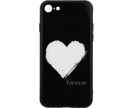 Придбати Чехол-накладка TOTO Glass Fashionable Case Apple iPhone 7/8/SE 2020 White Heart on Black, image , зображення 2, характеристики, відгуки