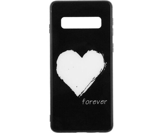 Придбати Чехол-накладка TOTO Glass Fashionable Case Samsung Galaxy S10 White Heart on Black, image , зображення 2, характеристики, відгуки